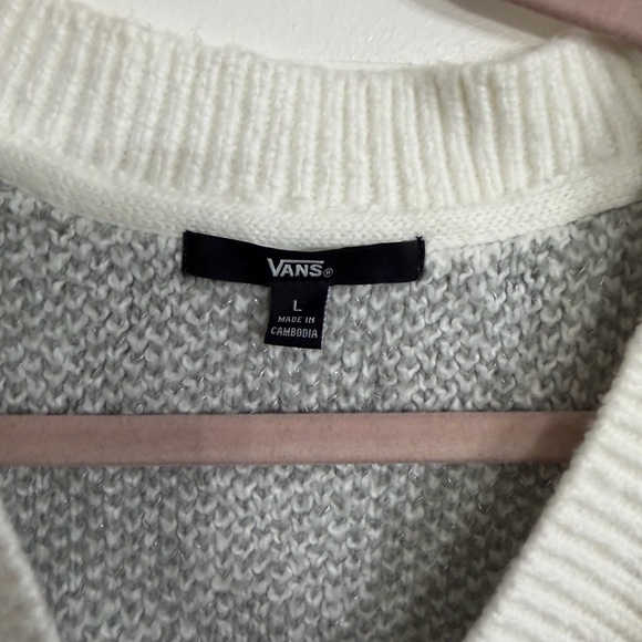 Women’s Vans Evelyn Checkered Cardigan Gray and White Sz Large - Picture 6 of 6